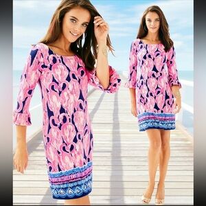 NWOT Lilly Pulitzer UPF 50+ Sophie Ruffle Dress – High Tide Navy Via Amor, XS